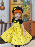 Bee Line - dress, beret, socks & shoes for Little Darling Doll