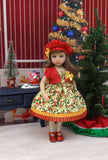 Berry Christmas - jacket, hat, dress, tights & shoes for Little Darling Doll or 33cm BJD