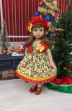 Berry Christmas - jacket, hat, dress, tights & shoes for Little Darling Doll or 33cm BJD