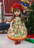 Berry Christmas - jacket, hat, dress, tights & shoes for Little Darling Doll or 33cm BJD