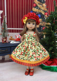 Berry Christmas - jacket, hat, dress, tights & shoes for Little Darling Doll or 33cm BJD