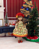 Berry Christmas - jacket, hat, dress, tights & shoes for Little Darling Doll or 33cm BJD