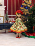 Berry Christmas - jacket, hat, dress, tights & shoes for Little Darling Doll or 33cm BJD