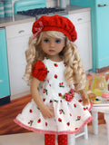 Berry Delicious - dress, beret, tights & shoes for Little Darling Doll