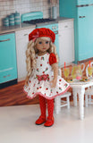 Berry Delicious - dress, beret, tights & shoes for Little Darling Doll