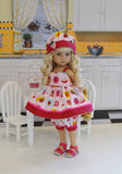 Berry Jam - babydoll top, bloomers, hat & sandals for Little Darling Doll