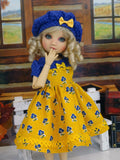 Betty Blue - dress, beret, socks & shoes for Little Darling Doll or 33cm BJD