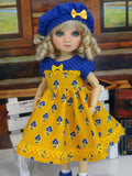 Betty Blue - dress, beret, socks & shoes for Little Darling Doll or 33cm BJD
