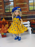 Betty Blue - dress, beret, socks & shoes for Little Darling Doll or 33cm BJD