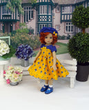 Betty Blue - dress, beret, socks & shoes for Little Darling Doll or 33cm BJD