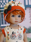 Bicycle Ride - dress, hat, tights & shoes for Little Darling Doll or 33cm BJD