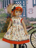 Bicycle Ride - dress, hat, tights & shoes for Little Darling Doll or 33cm BJD