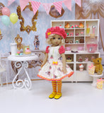 Birthday Party - dress, beret, tights & shoes for Little Darling Doll or other 33cm BJD