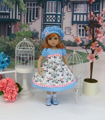 Bitty Bird - dress, hat, socks & shoes for Little Darling Doll or 33cm BJD