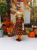 Bitty Pumpkin - dress, tights & shoes for Little Darling Doll or 33cm BJD