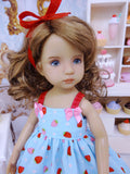 Bitty Strawberries - dress, socks & shoes for Little Darling Doll or 33cm BJD