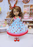 Bitty Strawberries - dress, socks & shoes for Little Darling Doll or 33cm BJD