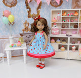 Bitty Strawberries - dress, socks & shoes for Little Darling Doll or 33cm BJD