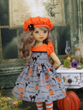 Black Cats - dress, beret, tights & shoes for Little Darling Doll or 33cm BJD