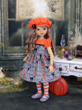 Black Cats - dress, beret, tights & shoes for Little Darling Doll or 33cm BJD