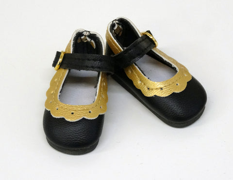Eyelet Mary Jane Shoes - Black & Gold