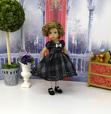 Black Opulence - dress, slip, tights & shoes for Little Darling Doll or 33cm BJD