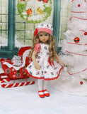 Blooming Holly - dress, hat, tights & shoes for Little Darling Doll or 33cm BJD