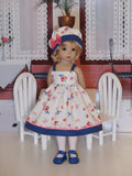 Bluebird Meadow - dress, hat, tights & shoes for Little Darling Doll