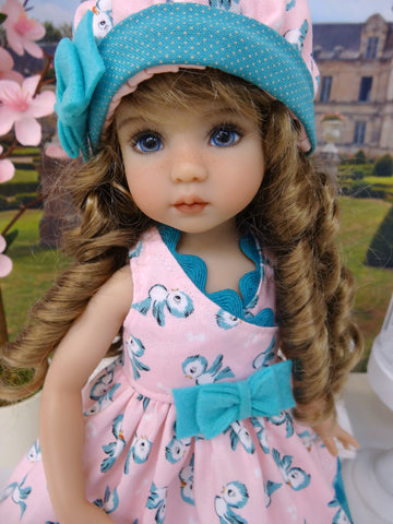 Blue Birdie - dress, hat, socks & shoes for Little Darling Doll or 33cm BJD