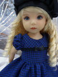 Blue Check - dress, hat, tights & shoes for Little Darling Doll or 33cm BJD