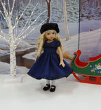 Blue Check - dress, hat, tights & shoes for Little Darling Doll or 33cm BJD