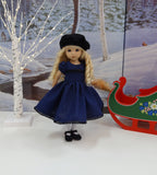 Blue Check - dress, hat, tights & shoes for Little Darling Doll or 33cm BJD
