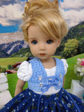 Blue Danube - dirndl ensemble with tights & boots for Little Darling Doll or 33cm BJD