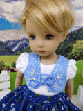 Blue Danube - dirndl ensemble with tights & boots for Little Darling Doll or 33cm BJD