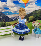 Blue Danube - dirndl ensemble with tights & boots for Little Darling Doll or 33cm BJD