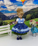 Blue Danube - dirndl ensemble with tights & boots for Little Darling Doll or 33cm BJD
