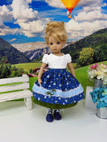 Blue Danube - dirndl ensemble with tights & boots for Little Darling Doll or 33cm BJD