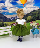 Blue Danube - dirndl ensemble with tights & boots for Little Darling Doll or 33cm BJD