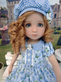 Blue Petals - dress, hat, tights & shoes for Little Darling Doll or 33cm BJD