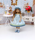 Blue Skies - dress, hat, socks & shoes for Little Darling Doll or 33cm BJD