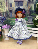 Blue Viola - dress, hat, tights & shoes for Little Darling Doll or 33cm BJD