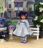 Blue Viola - dress, hat, tights & shoes for Little Darling Doll or 33cm BJD