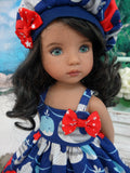 Blue Whale - dress, beret & sandals for Little Darling Doll or 33cm BJD