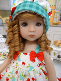 Bowl of Cherries - dress, hat, tights & shoes for Little Darling Doll or other 33cm BJD