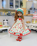 Bowl of Cherries - dress, hat, tights & shoes for Little Darling Doll or other 33cm BJD