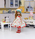 Bowl of Cherries - dress, hat, tights & shoes for Little Darling Doll or other 33cm BJD