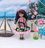 Brazilian Hibiscus - dress & sandals for Little Darling Doll or 33cm BJD