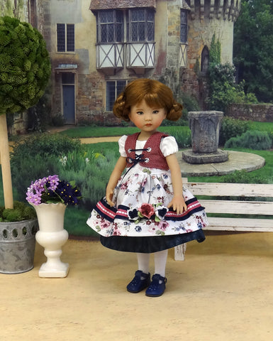 Briar Rose - dirndl ensemble with tights & shoes for Little Darling Doll or 33cm BJD