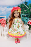 Bright Bouquet - dress, hat, tights & shoes for Little Darling Doll or 33cm BJD