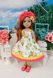 Bright Bouquet - dress, hat, tights & shoes for Little Darling Doll or 33cm BJD